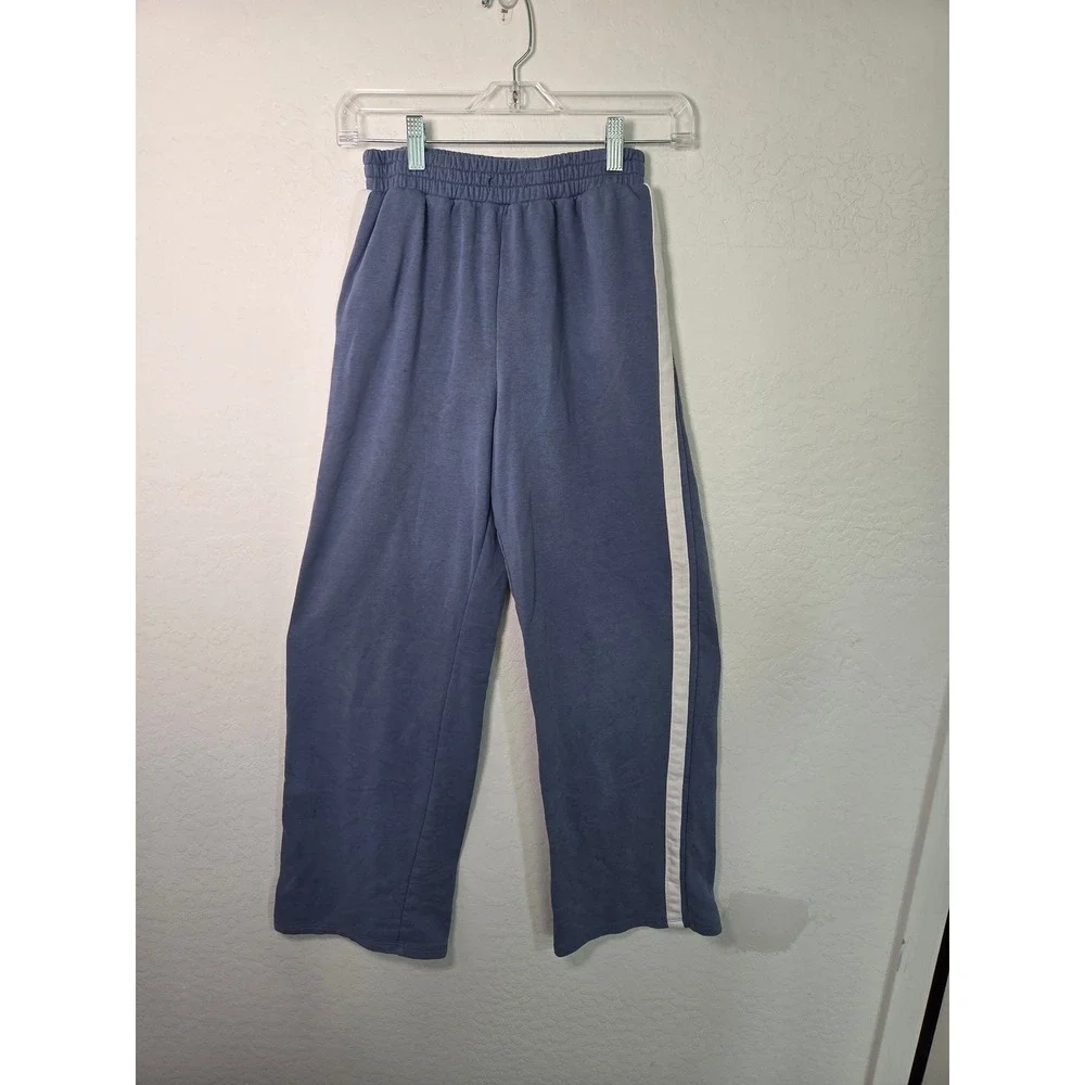 No Boundaries Blue Wide Leg Sweatpants White Side Stripe Y2K Vintage XXS 00